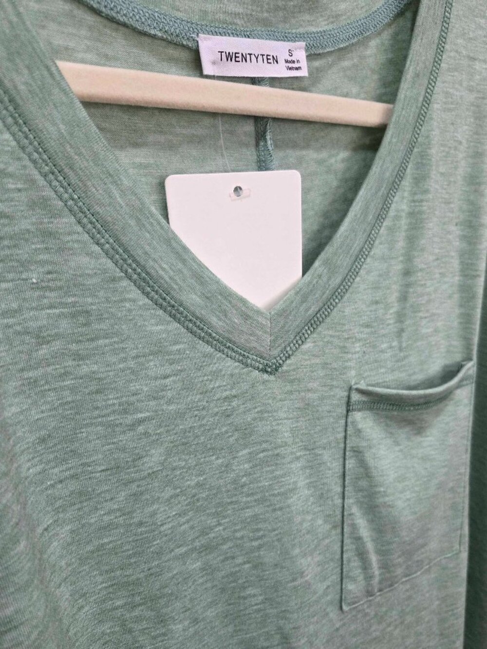 Sage V-Neck Tee With Pocket - Picture 7 of 7